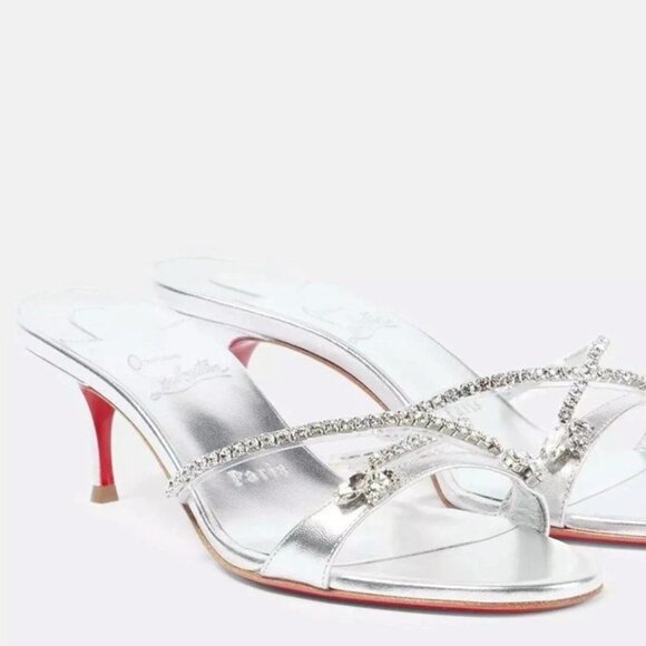 Christian Louboutin Iza Queen 55mm Jewel Crystal Strap Heels Size 39 / 9 - Picture 1 of 8